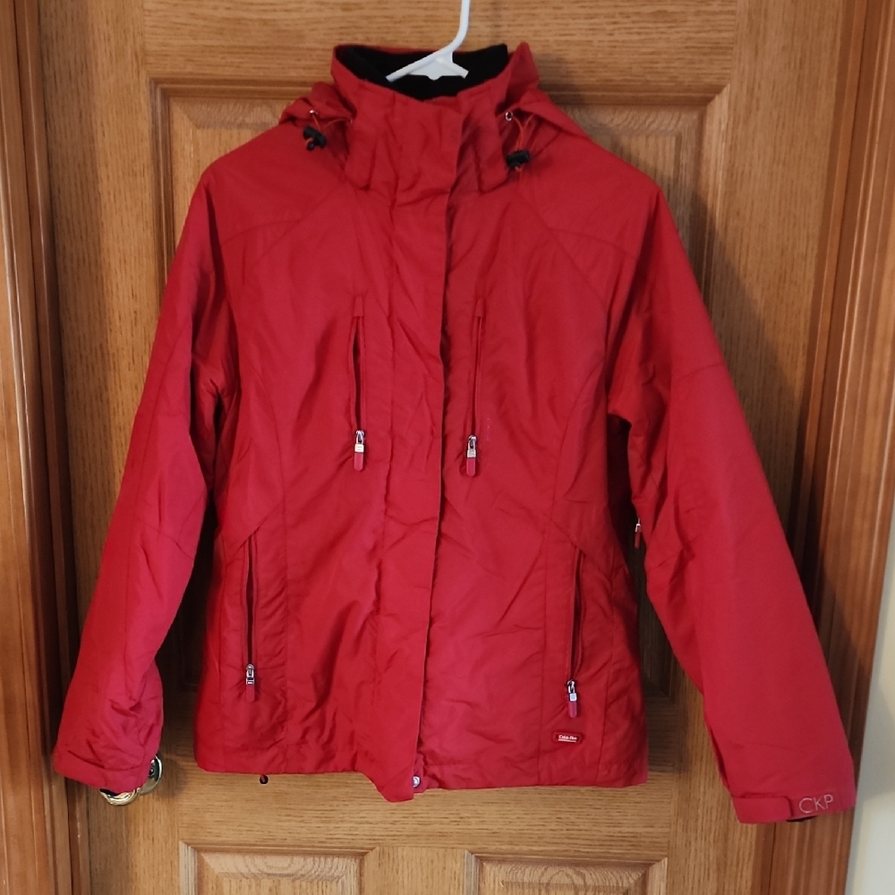 Calvin Klein Performance Women's Red Jacket Coat Zip out Liner with Hood Size S